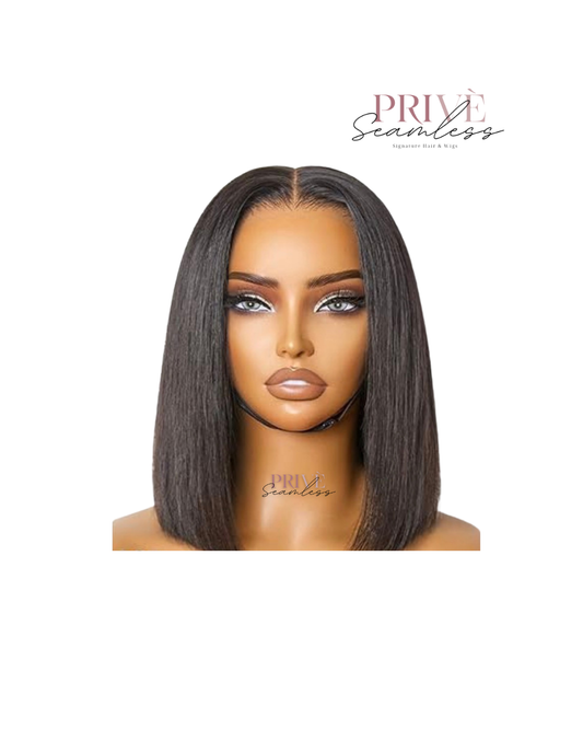 Brit- Seamless Privé Glueless Bob Unit 7x6 HD Lace- Free Part, 10in Natural Black