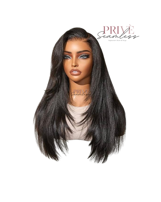 Olivia -Seamless Privé Glueless Unit 7x6 HD Lace, Yaki Straight, Natural Black